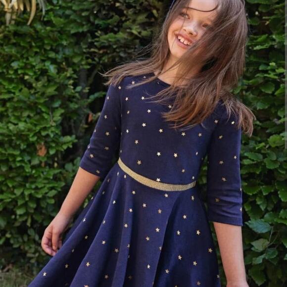MiniBODEN girls Foil Star Twirly Dress kids girls size 7 -8Y EUC